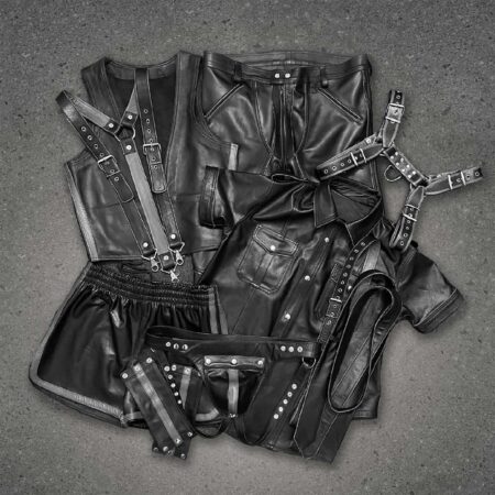 Leatheric Men Fetish Leather Uniform Set