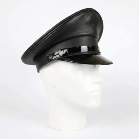 Genuine Leather Police-Style Cap