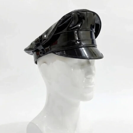 Glossy Vegan Leather Biker Cap