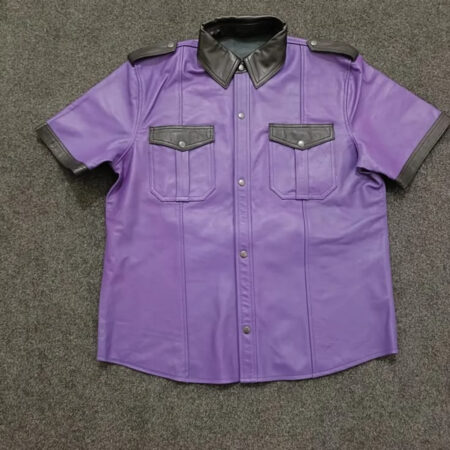 Men's Purple Leather Shirt