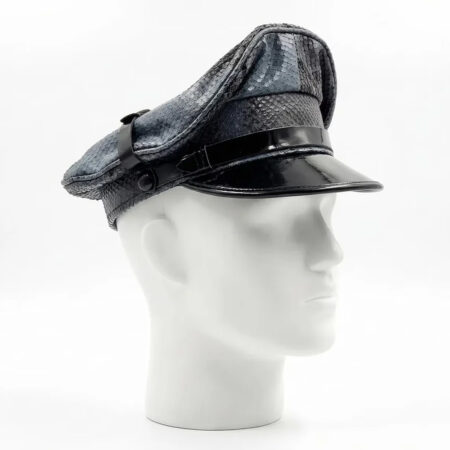 Soft Snakeskin Leather Biker Muir Cap