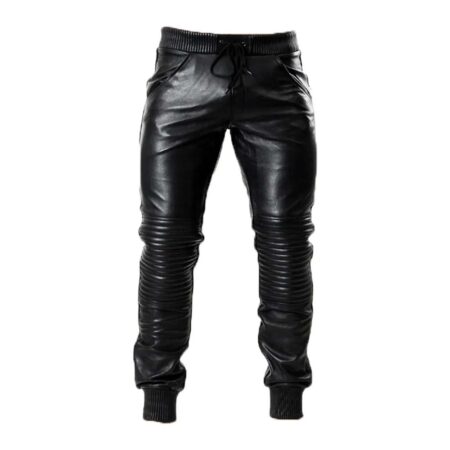 Cowhide Leather Jogger Pants for Men