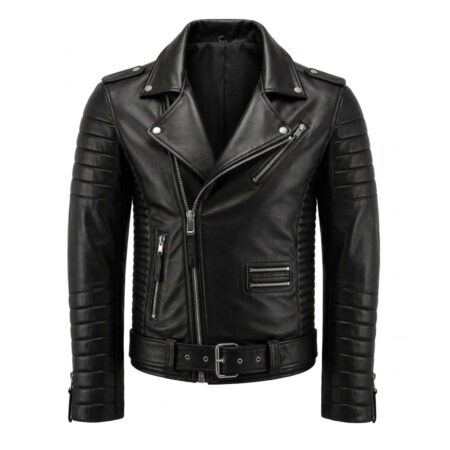 Men's Black Biker Genuine Leather Jacket