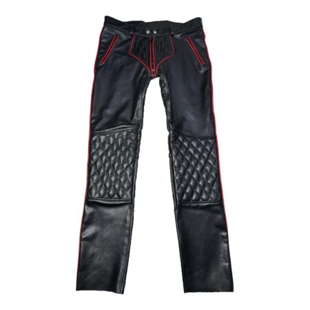 Men's Leather Pants G-Zip Padded