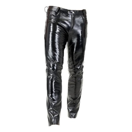 Men's Black Shine Leather Pants