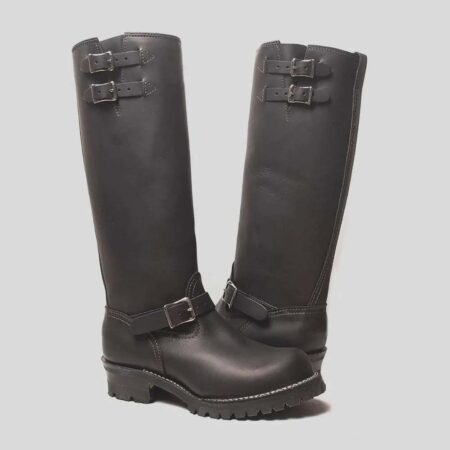 Double Strap Leather Biker Boots