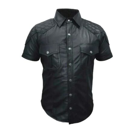 Leather Police Uniform Shirt Gay Style