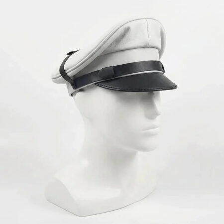 Genuine White Sheepskin Biker Cap